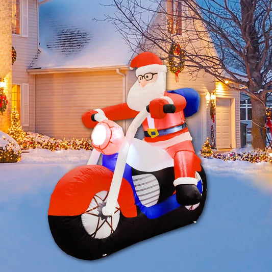 Inflatable Santa Claus Riding Motorcycle Christmas Inflatable Toy Doll Indoor Outdoor Garden Xmas Decoration - Homeward Trends