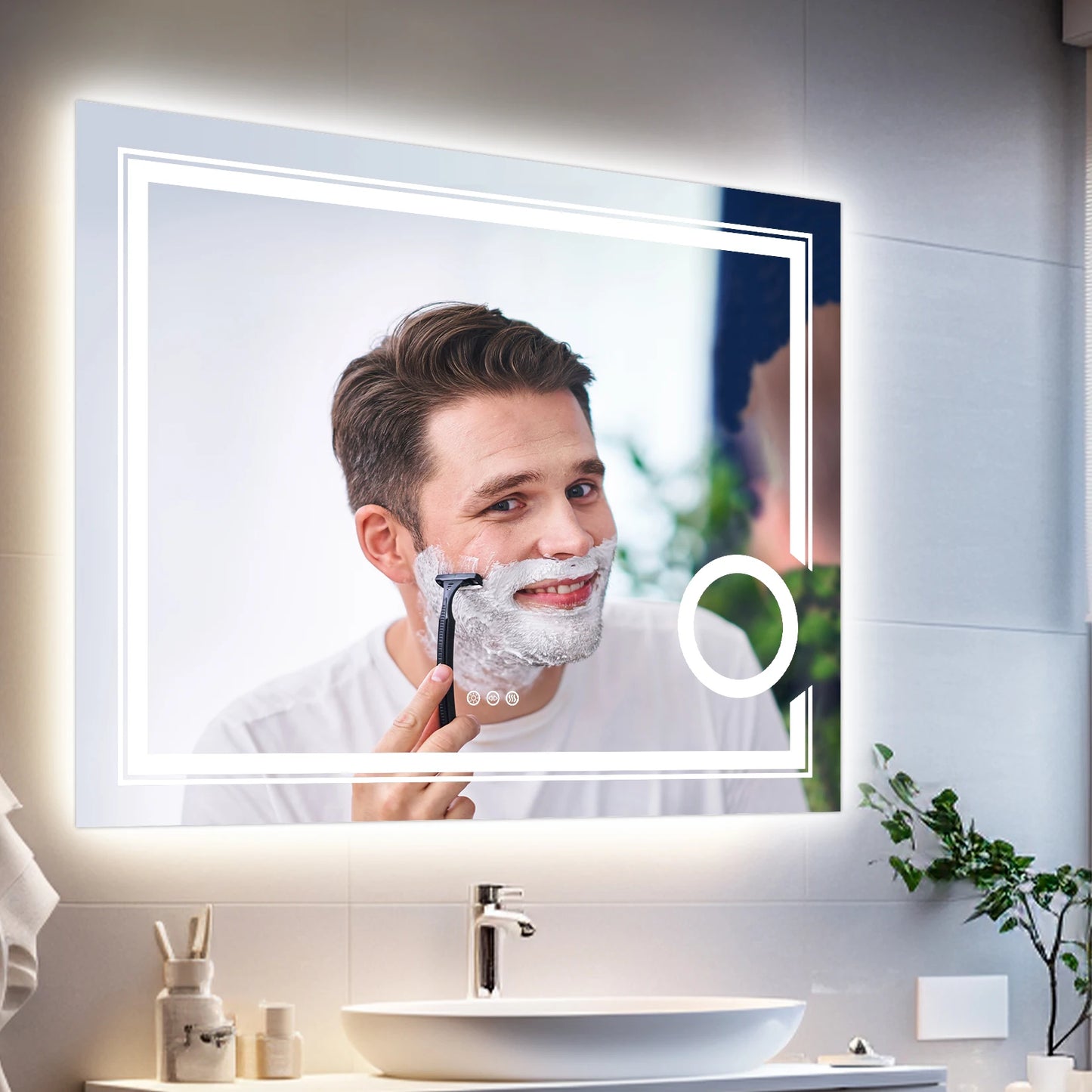 LED Wall-Mounted Magnifying Mirror for Bathroom, Vanity, Makeup, and Shaving - Homeward Trends