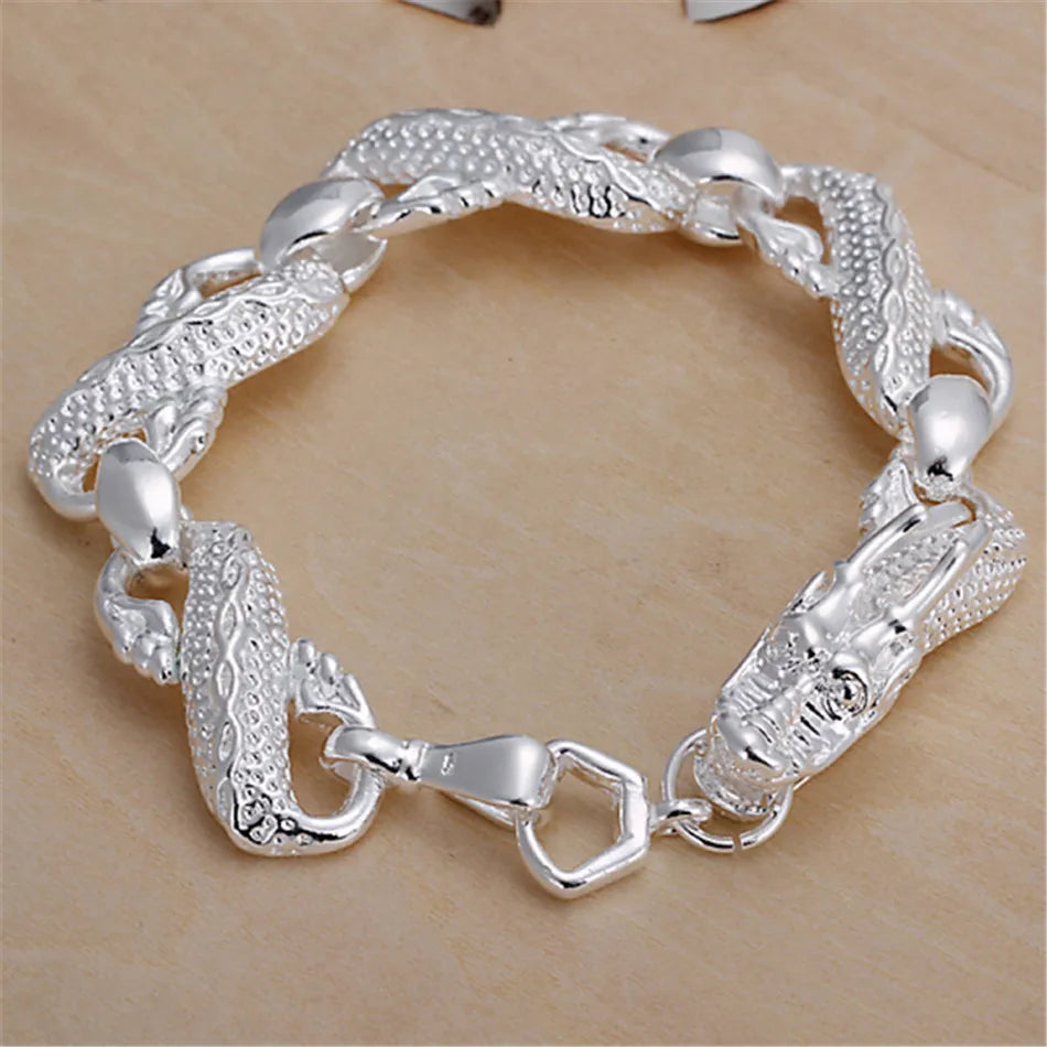 925 Sterling Silver Exquisite Solid Chain Bracelet Fashion Charm Women Men Solid Wedding Cute Simple Models Jewelry - Homeward Trends