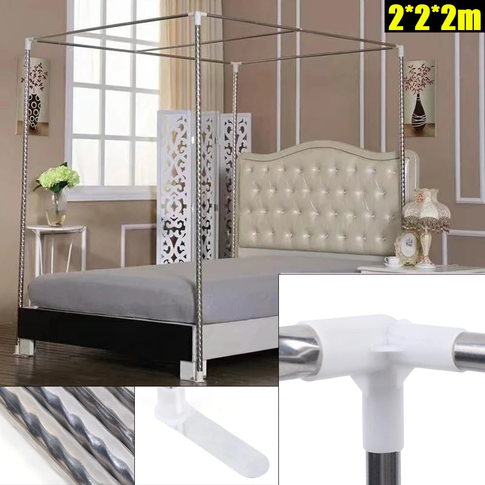 Canopy Bed Frame Post 4 Corner Stainless Mosquito Netting Frame Bracket Bedroom Use - Homeward Trends