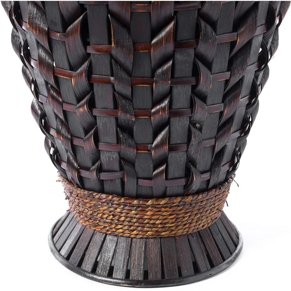 39-Inch Tall Bamboo Floor Vase with Wicker Weave Design – Large Decorative Home Accent - Homeward Trends