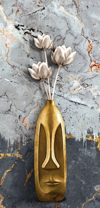 3D Golden Vase Floral 3pcs Set Art Aesthetic Posters Prints Living Room Home Decor Canvas - Homeward Trends