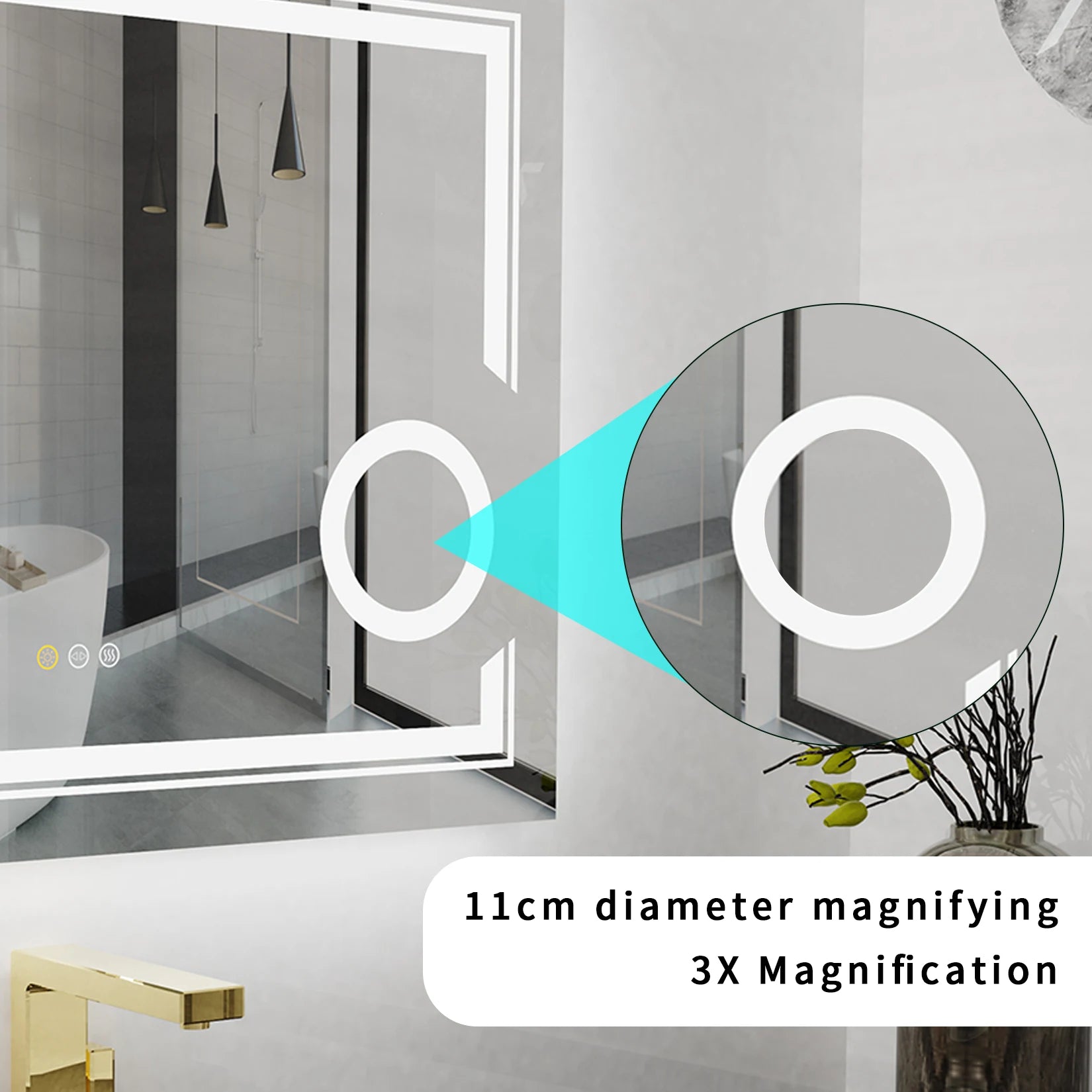 LED Wall-Mounted Magnifying Mirror for Bathroom, Vanity, Makeup, and Shaving - Homeward Trends