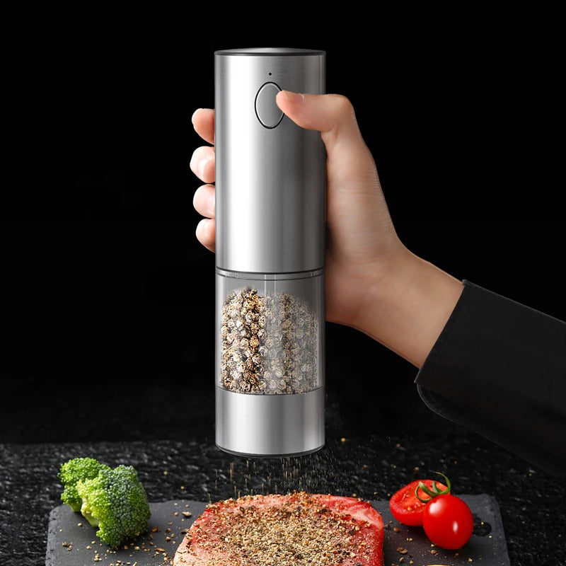 Rechargeable Electric Salt & Pepper Grinder – Adjustable Coarseness, Refillable Mill, Battery-Powered - Super 1 with base - salt pepper shakers - Homeward Trends