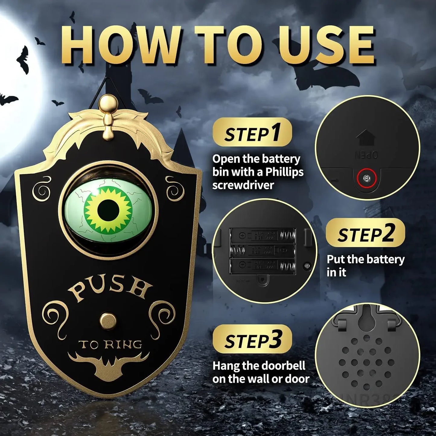 LED One-Eyed Halloween Doorbell with Luminous Eyeball & Horror Sound – Hanging Halloween Party Decoration Prop