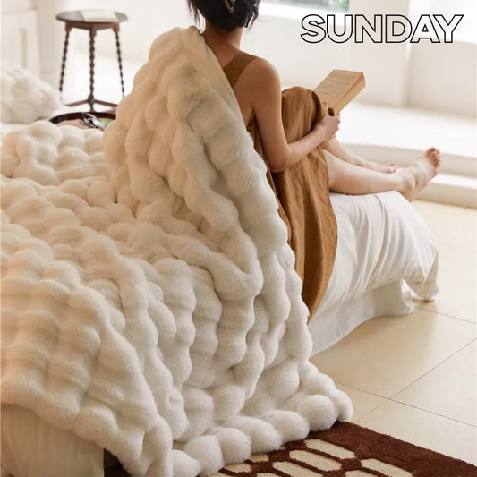 Faux Fur Blanket for Winter Warm High-end Fluffy Bubble Shaped Throw Blankets for Beds Luxury Super Comfortable Sofa Pillow Case - Homeward Trends