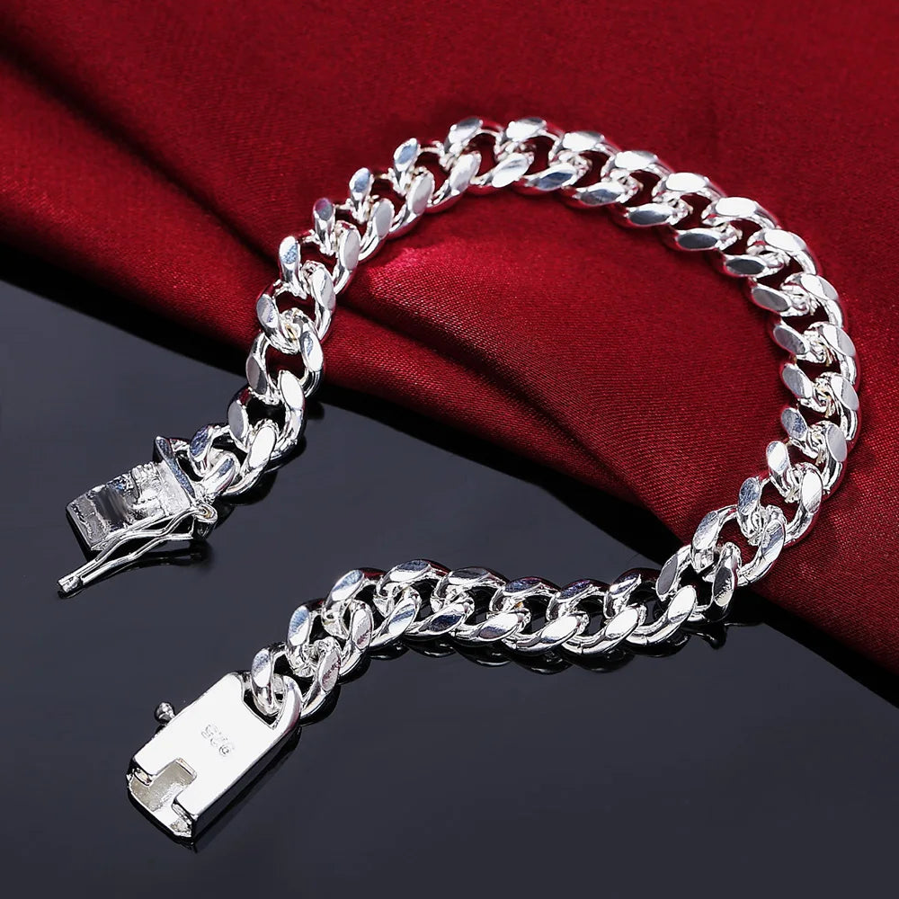 925 Sterling Silver Exquisite Solid Chain Bracelet Fashion Charm Women Men Solid Wedding Cute Simple Models Jewelry - Homeward Trends