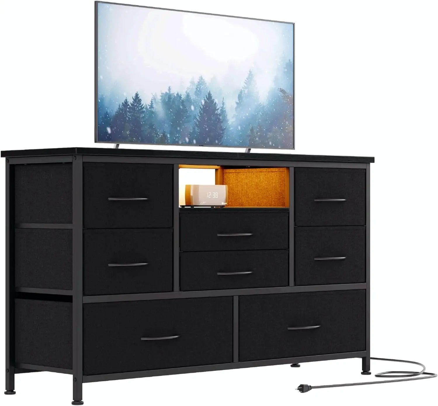 8 Dresser TV Stand with Power Outlet & LED for 55'' TV, Long Dresser for Bedroom with 8 Deep Drawers, Wide Console Table - Homeward Trends