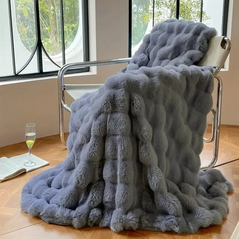 Faux Fur Blanket for Winter Warm High-end Fluffy Bubble Shaped Throw Blankets for Beds Luxury Super Comfortable Sofa Pillow Case - Homeward Trends