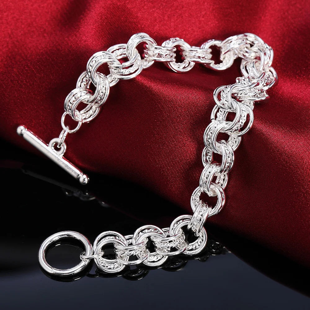 925 Sterling Silver Exquisite Solid Chain Bracelet Fashion Charm Women Men Solid Wedding Cute Simple Models Jewelry - Homeward Trends