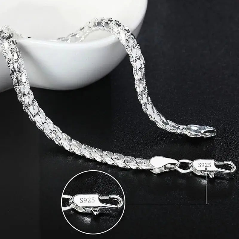 925 Sterling Silver Exquisite Solid Chain Bracelet Fashion Charm Women Men Solid Wedding Cute Simple Models Jewelry - Homeward Trends