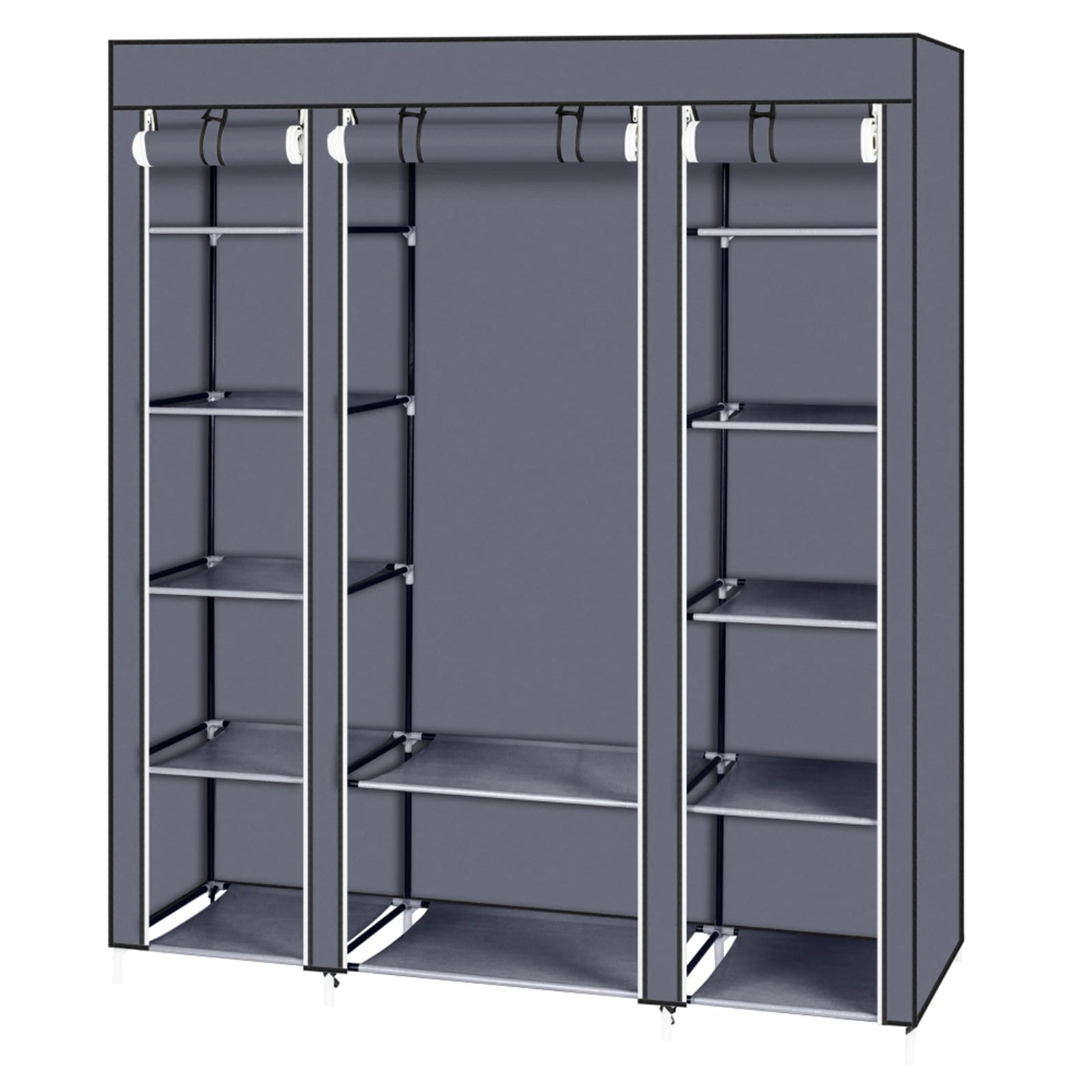 Foldable Wardrobe Rental Room Bedroom Clothes Closet Double Rod Clothes Storage Organizer Wardrobes Living Room Home Furniture - Homeward Trends