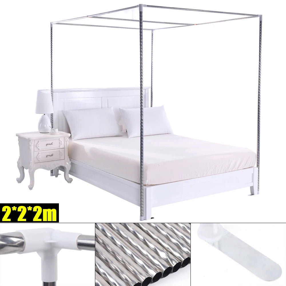 Canopy Bed Frame Post 4 Corner Stainless Mosquito Netting Frame Bracket Bedroom Use - Homeward Trends