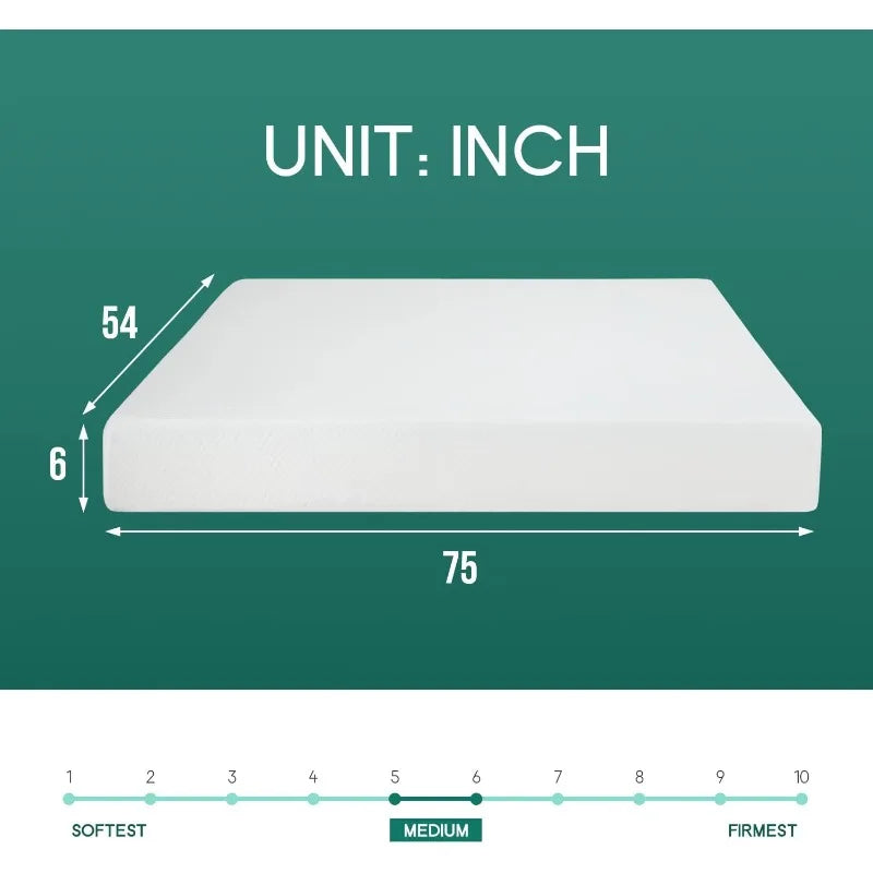 6 Inch Full Gel Memory Foam Mattress Fiberglass Free/CertiPUR-US Certified/Bed-in-a-Box - Homeward Trends