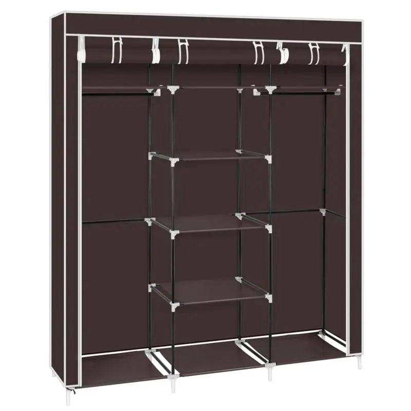 Foldable Wardrobe Rental Room Bedroom Clothes Closet Double Rod Clothes Storage Organizer Wardrobes Living Room Home Furniture - Homeward Trends