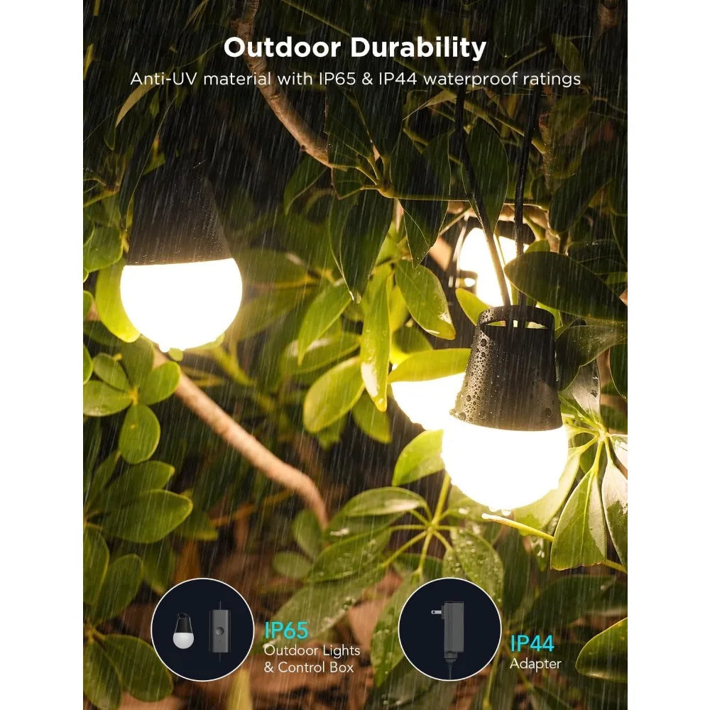 144ft Smart RGBIC Outdoor String Lights - Dimmable LED, 47 Modes, Halloween & Holiday Decor