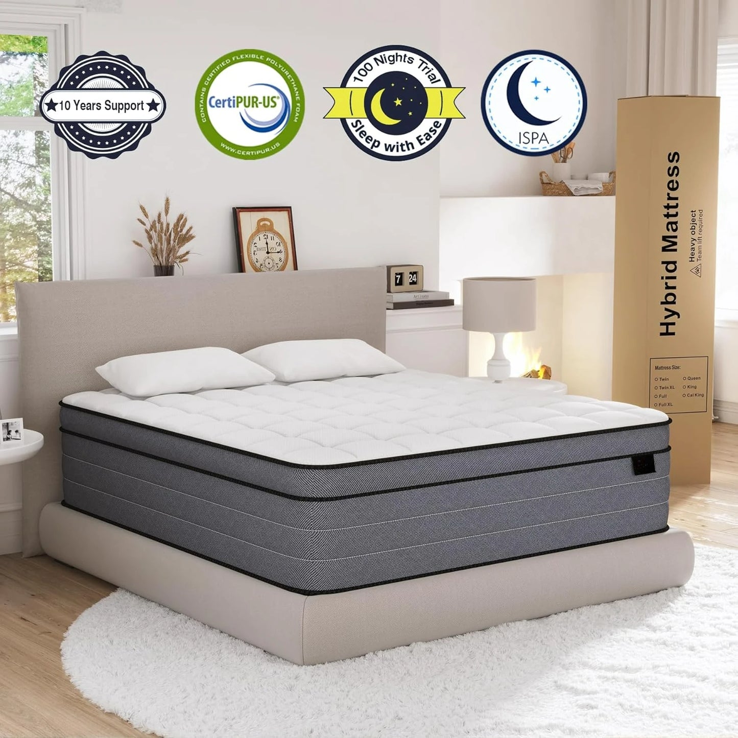 Full Size Mattress, 12 Inch Hybrid Mattress, with Gel Memory Foam and Pocketed Springs, Plush Feel Medium Firm Mattress Full - Homeward Trends