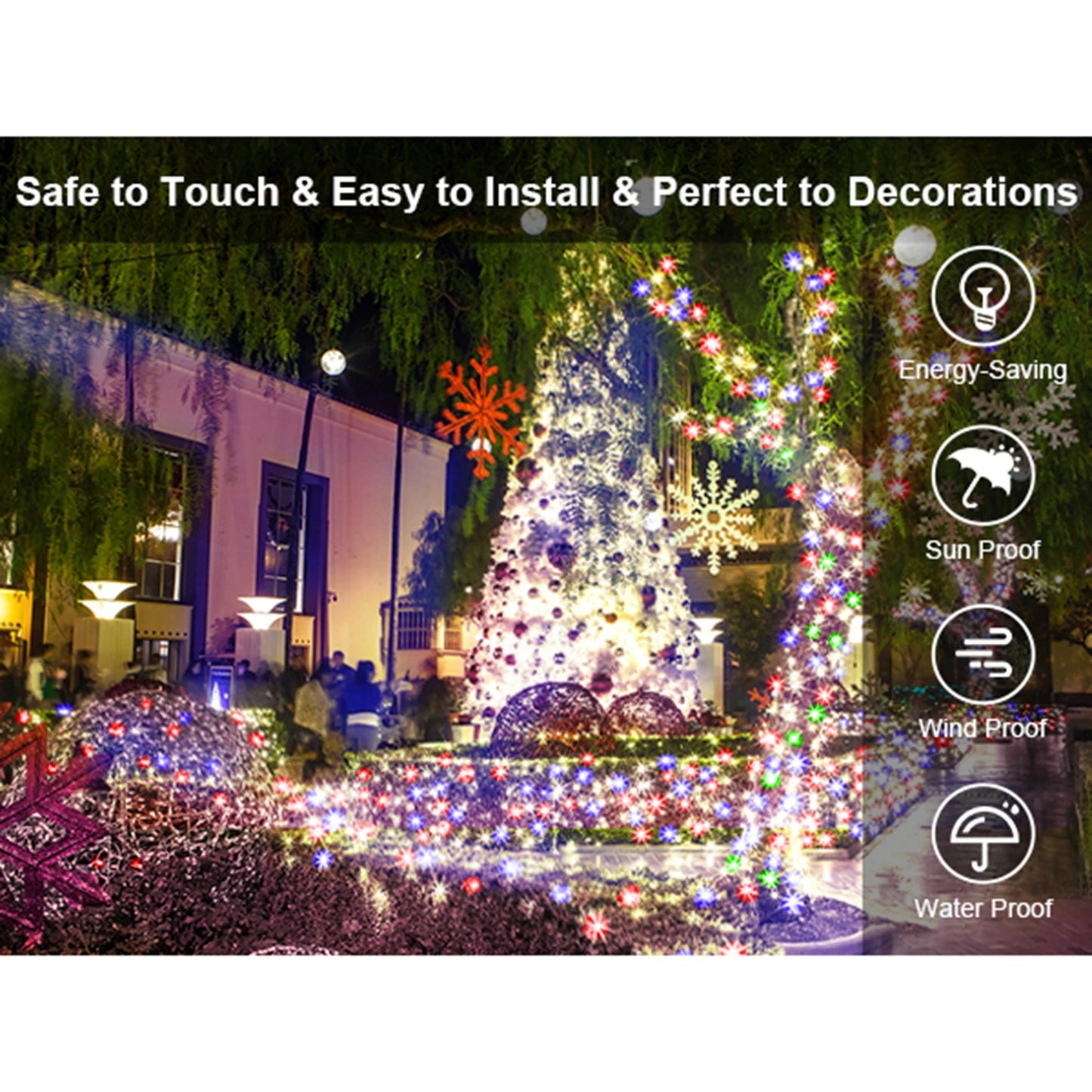 Outdoor Christmas Pendant Lights, 8 Modes with Timer & Memory Function, Festive Holiday Decor