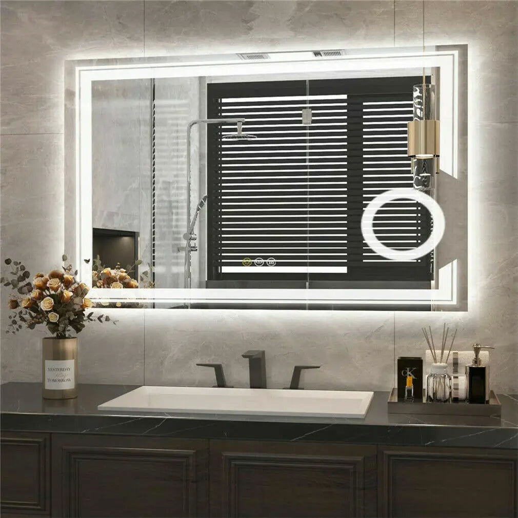 LED Wall-Mounted Magnifying Mirror for Bathroom, Vanity, Makeup, and Shaving - Homeward Trends