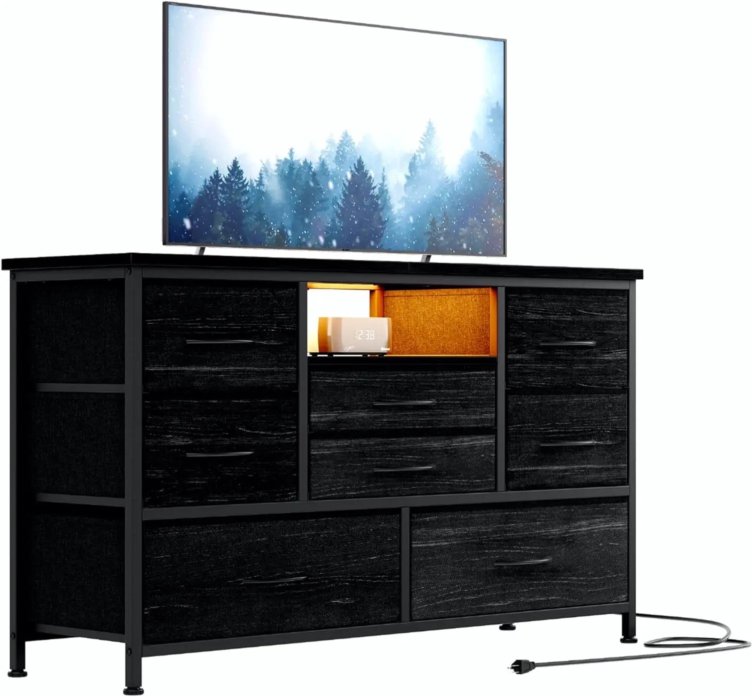 8 Dresser TV Stand with Power Outlet & LED for 55'' TV, Long Dresser for Bedroom with 8 Deep Drawers, Wide Console Table - Homeward Trends