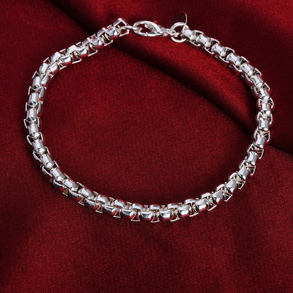 925 Sterling Silver Exquisite Solid Chain Bracelet Fashion Charm Women Men Solid Wedding Cute Simple Models Jewelry - Homeward Trends