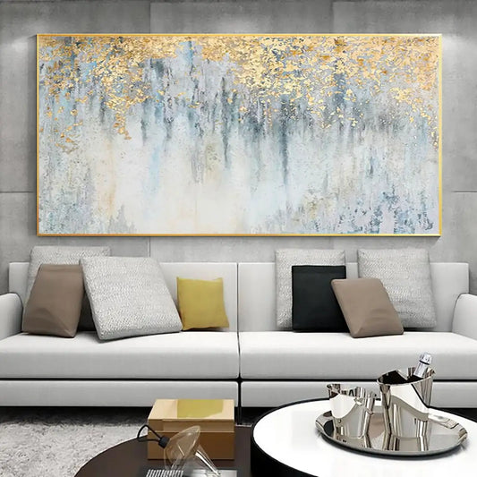 Abstract Gold Leaf Oil Painting On Canvas Modern Foil Texture Acrylic Handmade Painting Living Room Large Wall Art Home Decor - Homeward Trends