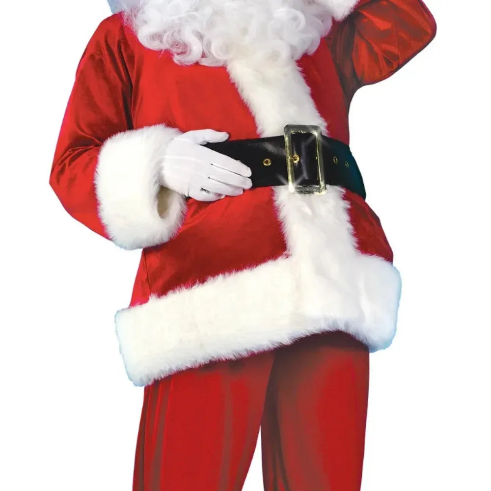 Deluxe Santa Claus Costume for Men: Classic Christmas/New Year Outfit for Halloween & Parties