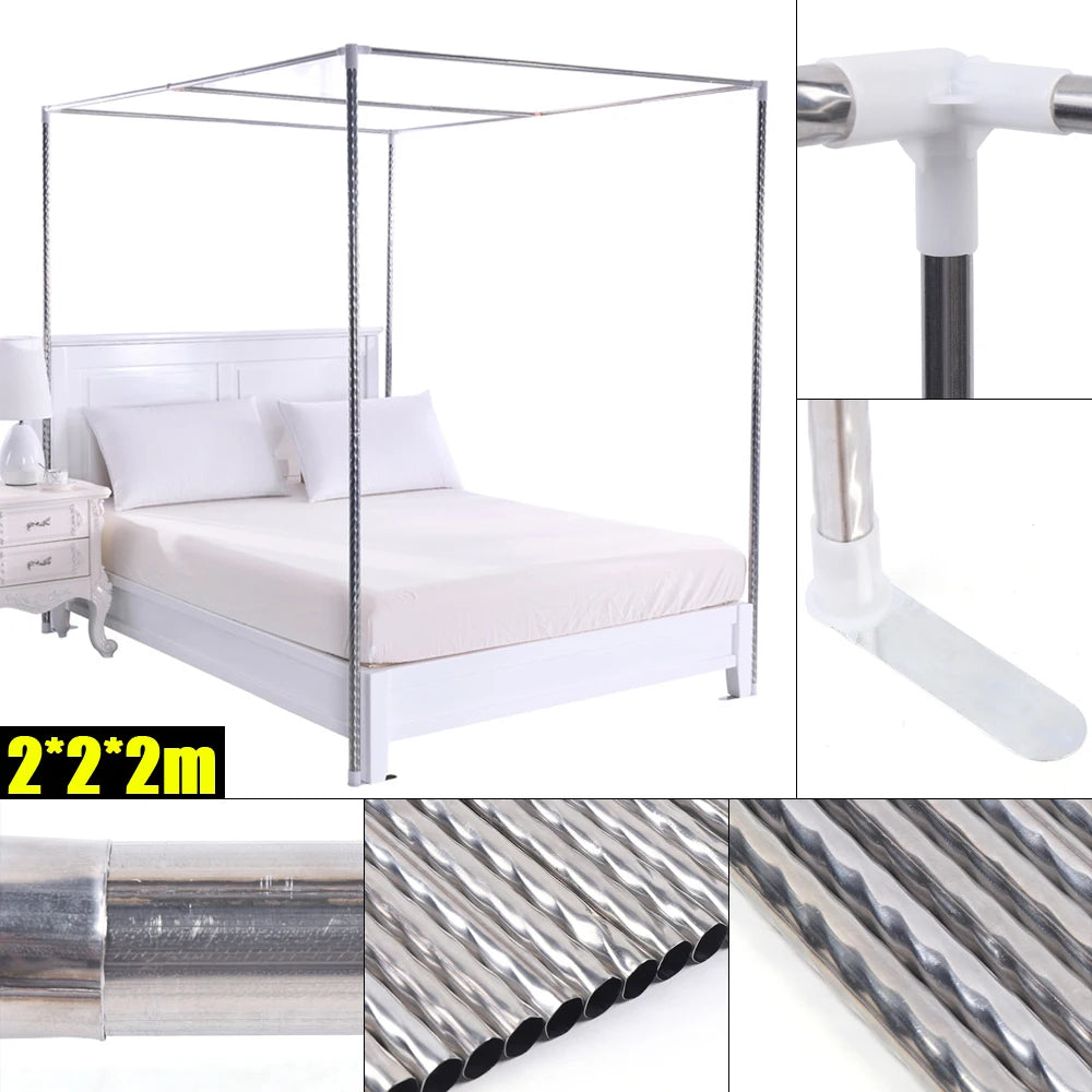 Canopy Bed Frame Post 4 Corner Stainless Mosquito Netting Frame Bracket Bedroom Use - Homeward Trends