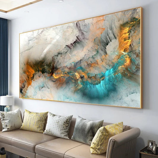 Colorful Abstract Cloud Canvas Wall Art Print Poster for Home & Living Room Décor - Homeward Trends