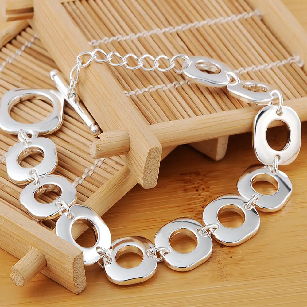 925 Sterling Silver Exquisite Solid Chain Bracelet Fashion Charm Women Men Solid Wedding Cute Simple Models Jewelry - Homeward Trends