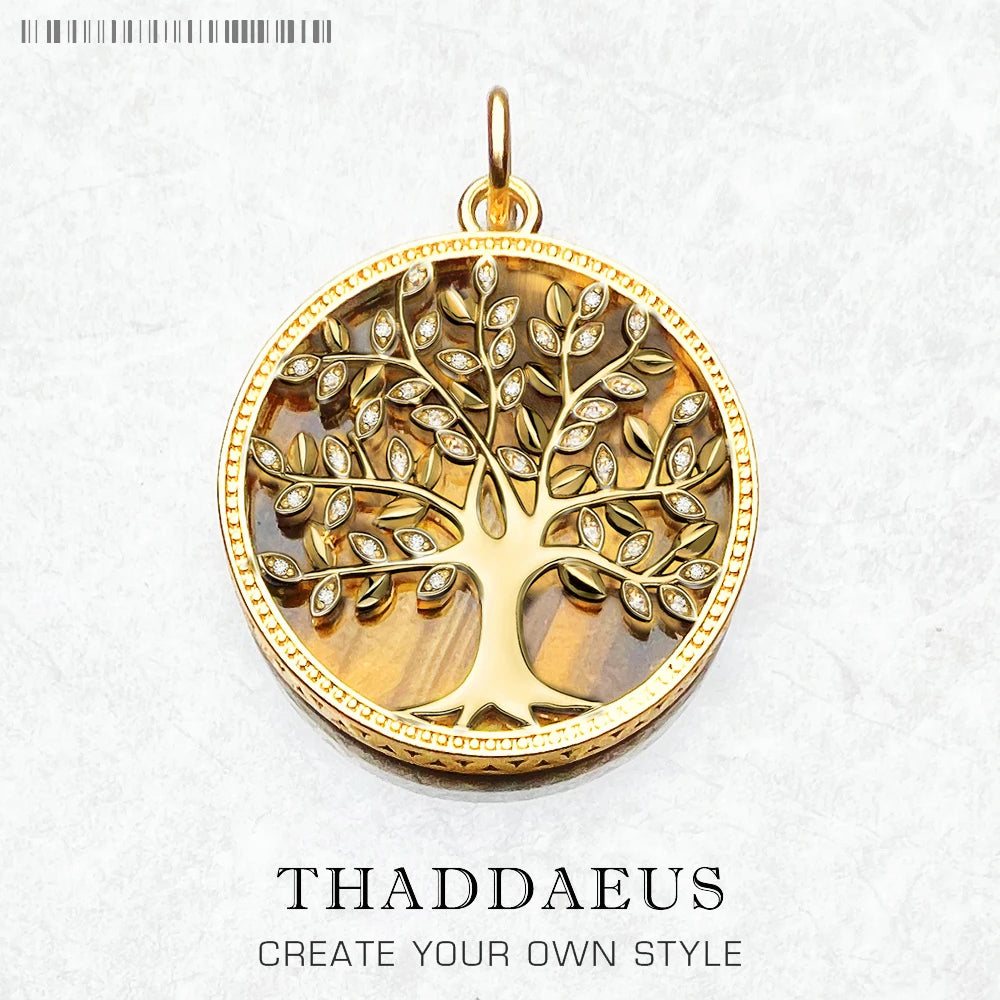 Pendants Elaborate Golden Tree Spring Jewelry 925 Sterling Silver Accessories Nature Gift For Women - Homeward Trends