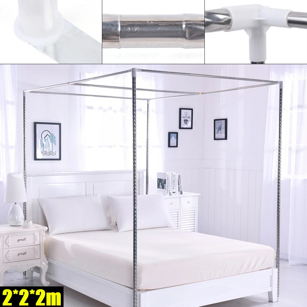 Canopy Bed Frame Post 4 Corner Stainless Mosquito Netting Frame Bracket Bedroom Use - Homeward Trends