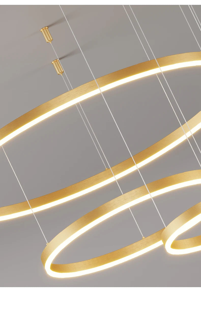 Minimalist Modern LED Chandelier - Gold & Black Brushed Ring Ceiling Light for Home & Dining - Homeward Trends