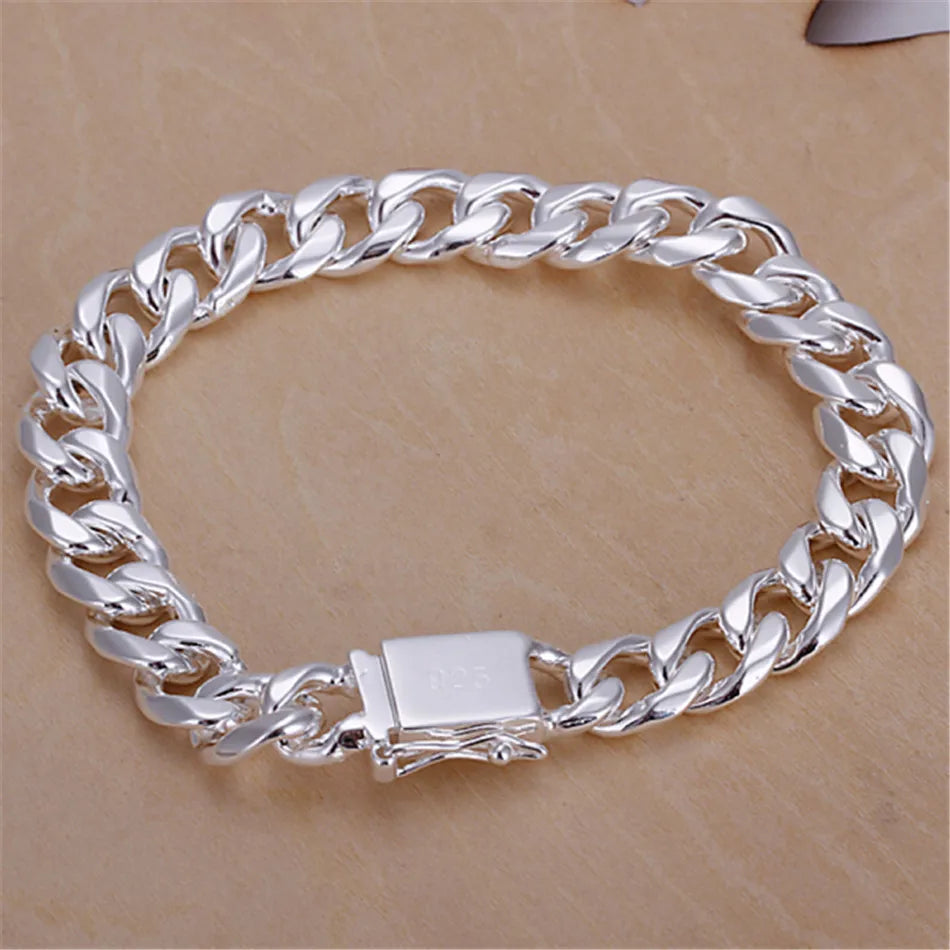 925 Sterling Silver Exquisite Solid Chain Bracelet Fashion Charm Women Men Solid Wedding Cute Simple Models Jewelry - Homeward Trends