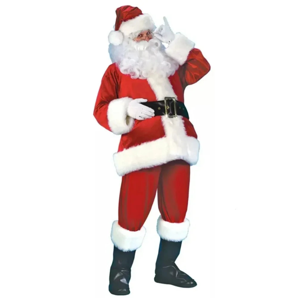 Deluxe Santa Claus Costume for Men: Classic Christmas/New Year Outfit for Halloween & Parties