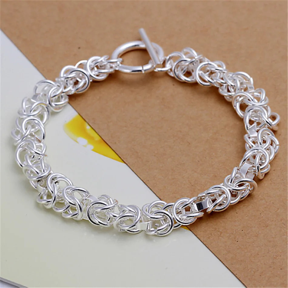 925 Sterling Silver Exquisite Solid Chain Bracelet Fashion Charm Women Men Solid Wedding Cute Simple Models Jewelry - Homeward Trends