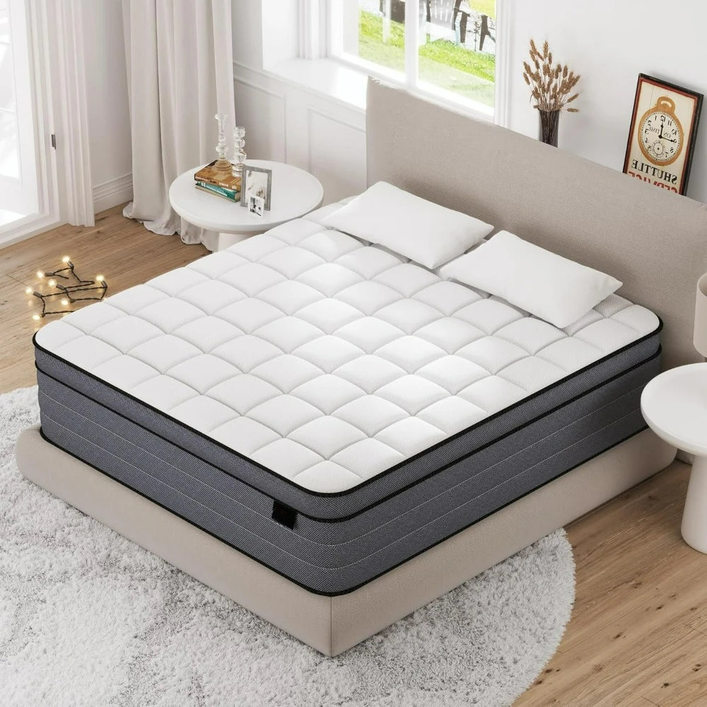 Full Size Mattress, 12 Inch Hybrid Mattress, with Gel Memory Foam and Pocketed Springs, Plush Feel Medium Firm Mattress Full - Homeward Trends