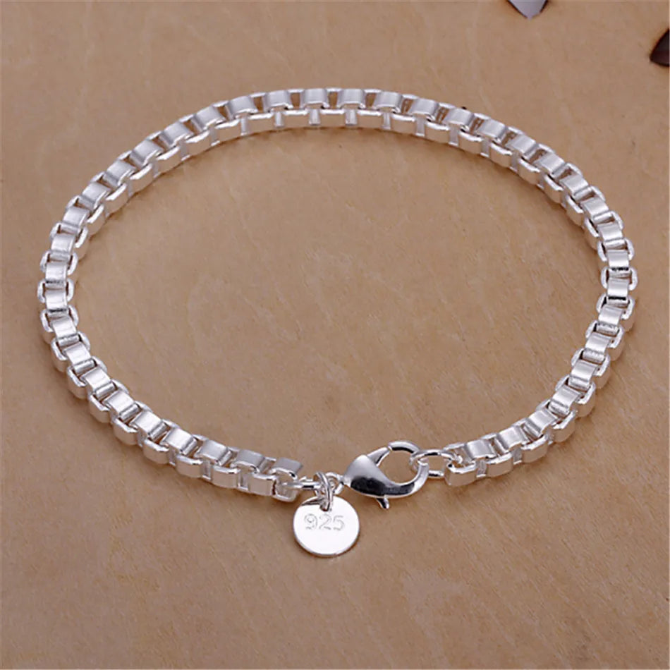 925 Sterling Silver Exquisite Solid Chain Bracelet Fashion Charm Women Men Solid Wedding Cute Simple Models Jewelry - Homeward Trends