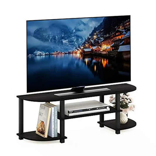 Wooden 4-Tier TV Entertainment Center, Easy Assembly, Fits 55” Flat Screen, 40 lbs Capacity, Espresso/Black - Homeward Trends