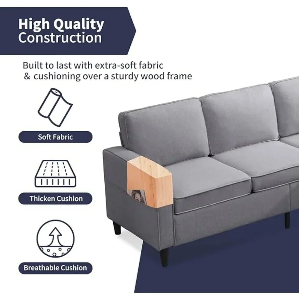 Modular Convertible Sofa Set for Living Room – Modern Linen Fabric Loveseat & Sectional Sofa