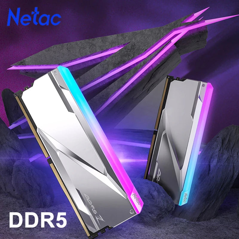 Netac DDR5 memory RAM RGB 7200mhz 6600mhz 6200mhz DDR5 Dual Channel 16GBx2 RAMs for DIY Gaming Computer Memory with Heatsink - Homeward Trends