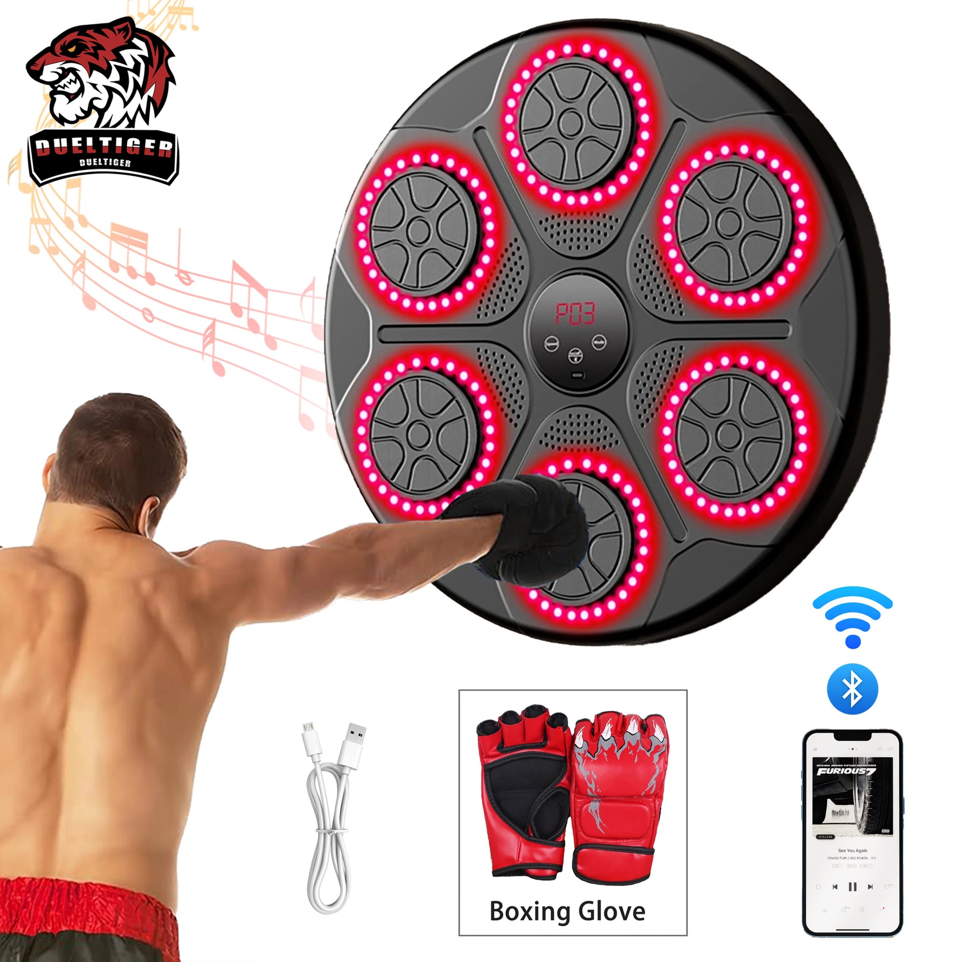 Smart Bluetooth Wall-Mounted Music Boxing Trainer - Electronic Punching Target for Home & Gym - Homeward Trends