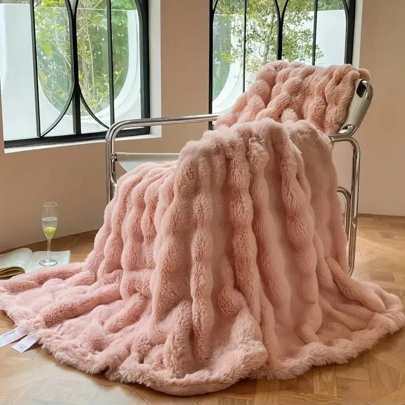 Faux Fur Blanket for Winter Warm High-end Fluffy Bubble Shaped Throw Blankets for Beds Luxury Super Comfortable Sofa Pillow Case - Homeward Trends