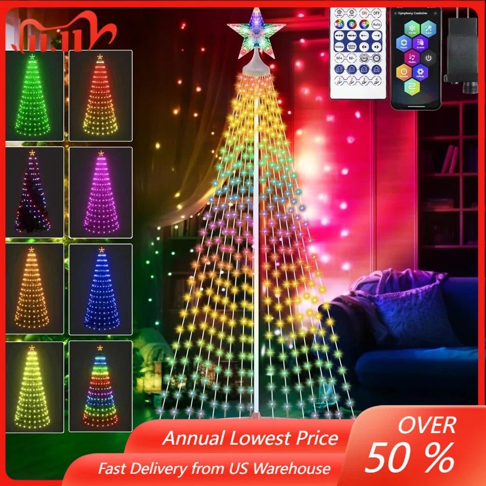 2 Pack 10ft Solar String Lights, 330 LED, 8 Modes, Waterproof Christmas Fairy Lights for Garden & Party