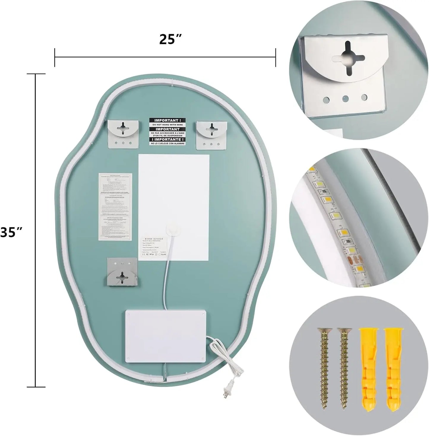 LED Bathroom Vanity Mirror with Lights - 25x35 Inch Wall-Mounted, Anti-Fog Mirror for Bathroom - Homeward Trends