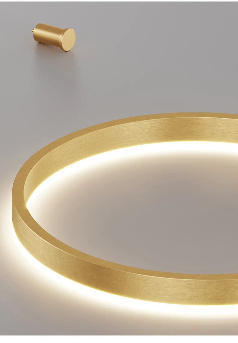 Minimalist Modern LED Chandelier - Gold & Black Brushed Ring Ceiling Light for Home & Dining - Homeward Trends