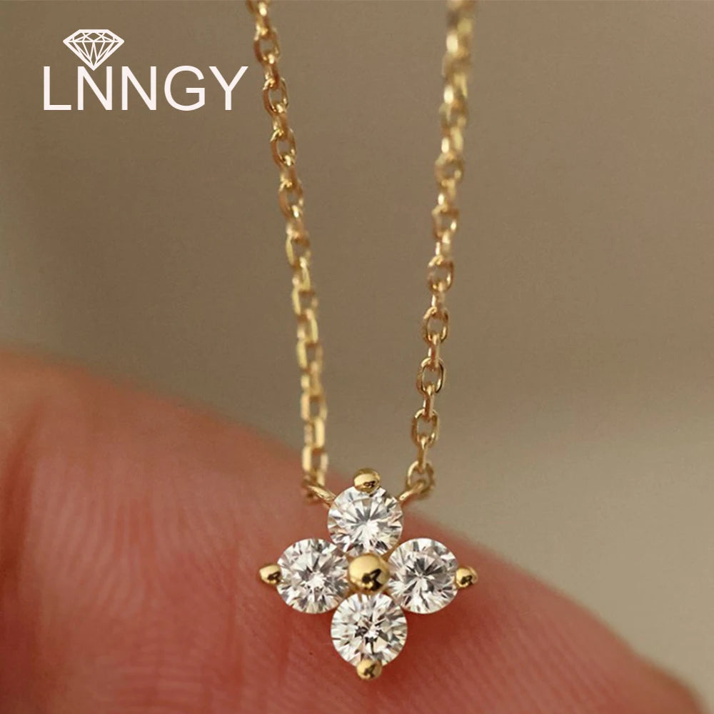 Moissanite Four-leaf Flower Pendant Necklace Niche Light Luxury 925 Sterling Silver Chain Necklace for Women Friend Gift - Homeward Trends