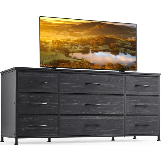 Dresser TV Stand with Drawers, Entertainment Center with 9 Drawers, Media Console Table for 60 '' TV Console for Bedroom, Sturdy - Homeward Trends