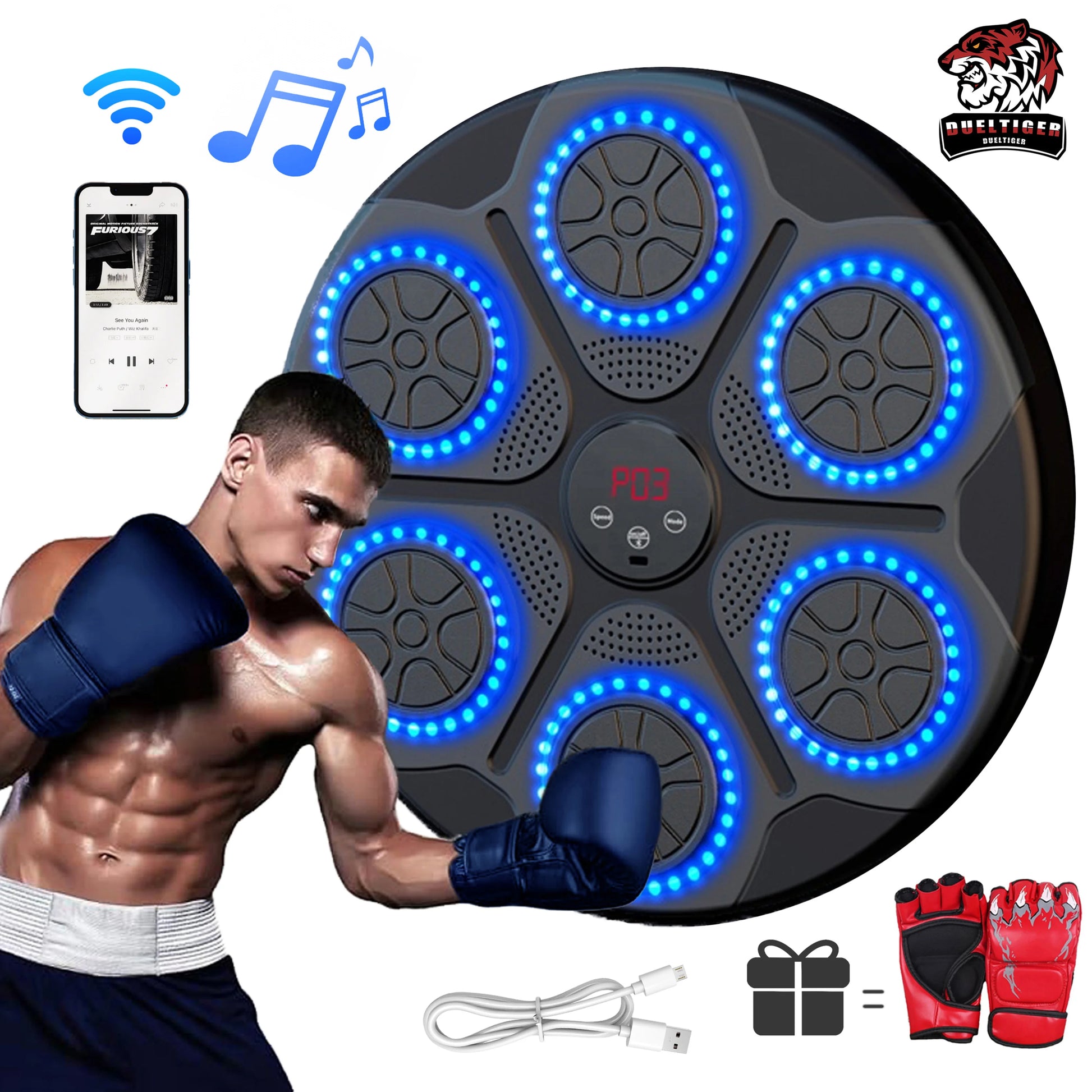 Smart Bluetooth Wall-Mounted Music Boxing Trainer - Electronic Punching Target for Home & Gym - Homeward Trends