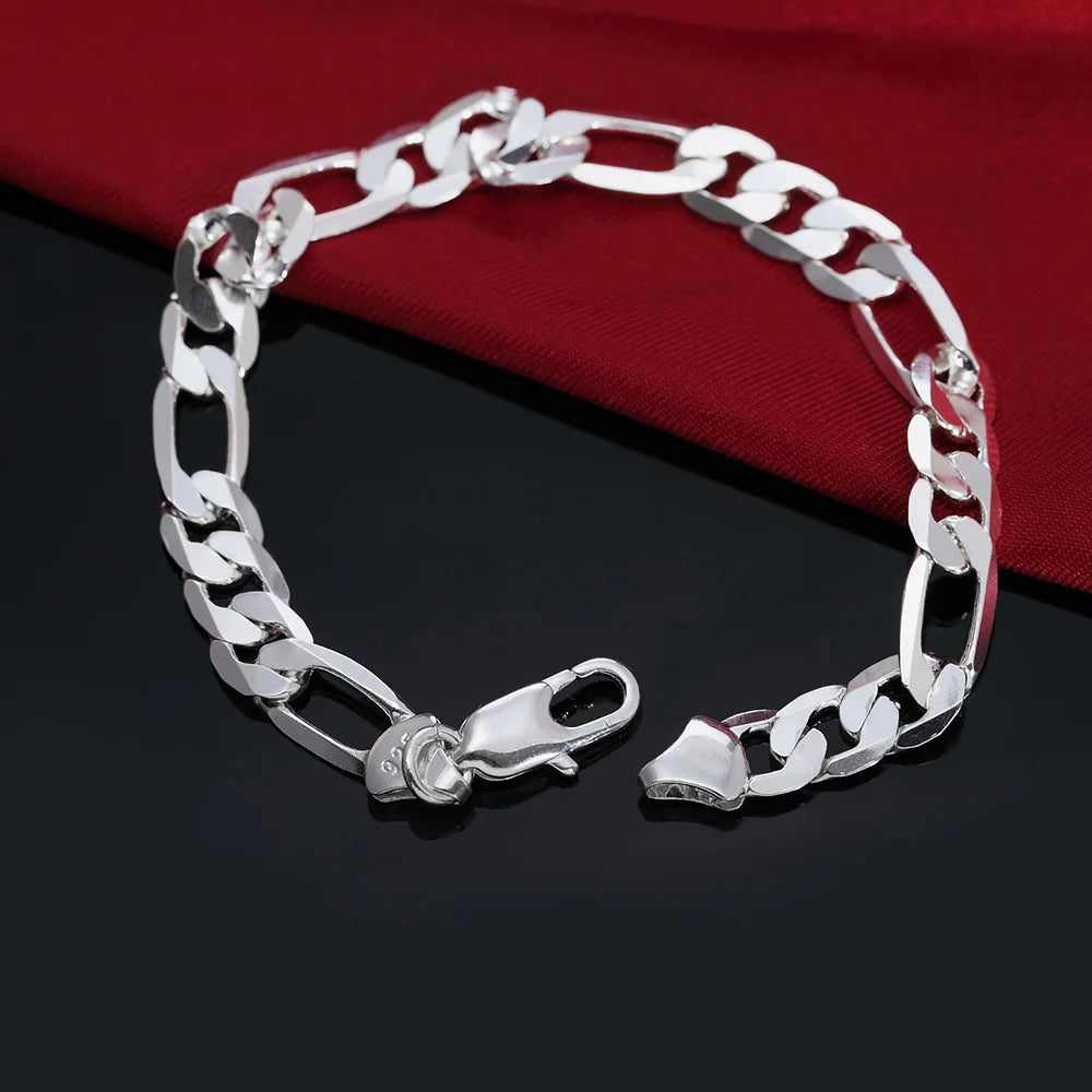 925 Sterling Silver Exquisite Solid Chain Bracelet Fashion Charm Women Men Solid Wedding Cute Simple Models Jewelry - Homeward Trends